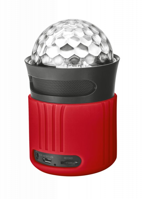 TRUST Dixxo Go Wireless Bluetooth Speaker with party lights - red - obrázek produktu