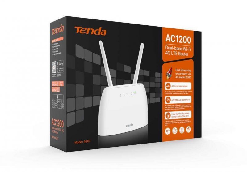Tenda 4G07 Wi-Fi AC1200 4G LTE router, 2x WAN/ LAN, 1x miniSIM, IPv6, VPN, LTE Cat.4,4x anténa,CZ app - obrázek č. 4