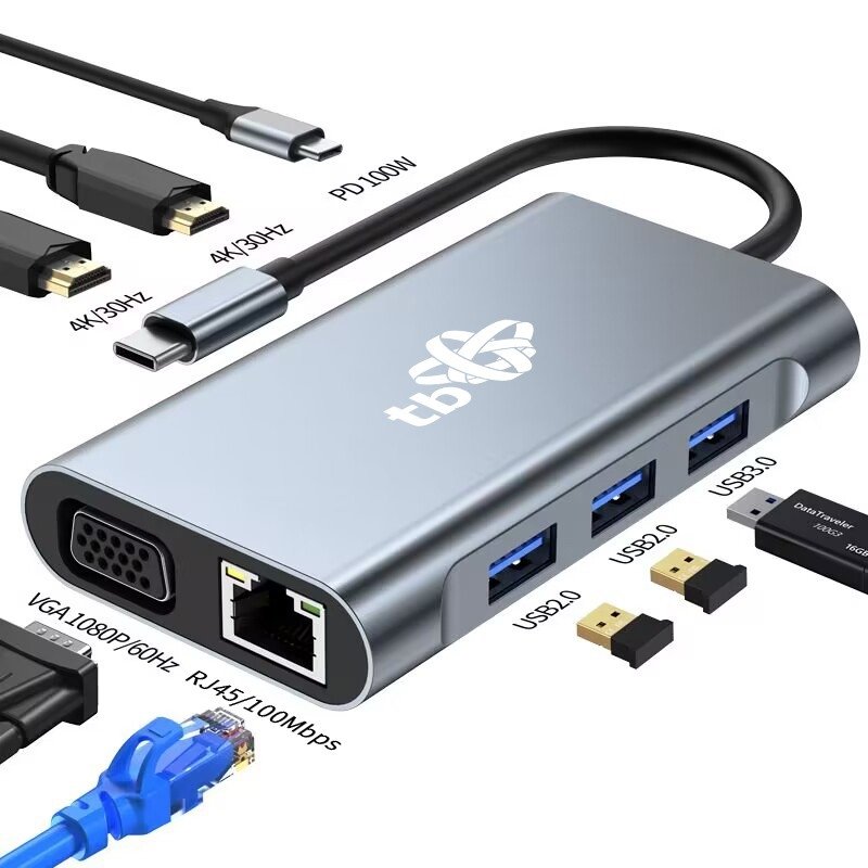 TB Touch USB C 8v1 - HDMI 2x, USB, VGA, RJ45, PD - obrázek č. 1