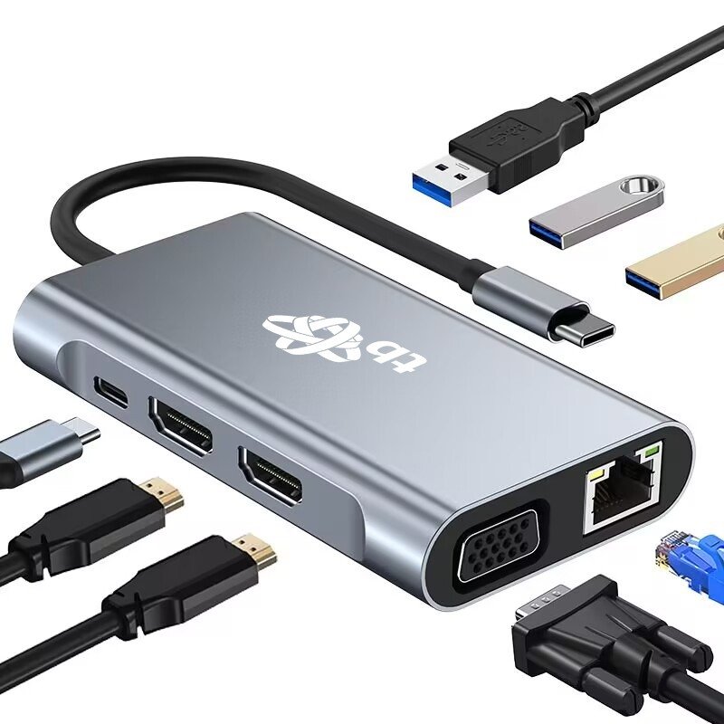 TB Touch USB C 8v1 - HDMI 2x, USB, VGA, RJ45, PD - obrázek č. 2