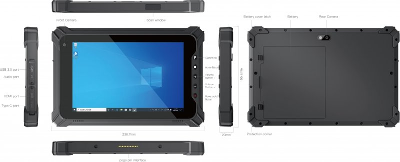 8" V-Pad Industry W8 - průmyslový tablet, 4/ 64GB - obrázek č. 1