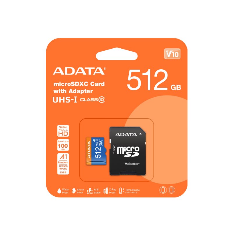 ADATA MicroSDXC 512GB UHS-I 100/ 25MB/ s + adapter - obrázek č. 1