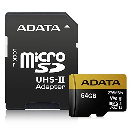 Adata/ micro SDXC/ 64GB/ 275MBps/ UHS-II U3 /  Class 10/ + Adaptér - obrázek č. 1