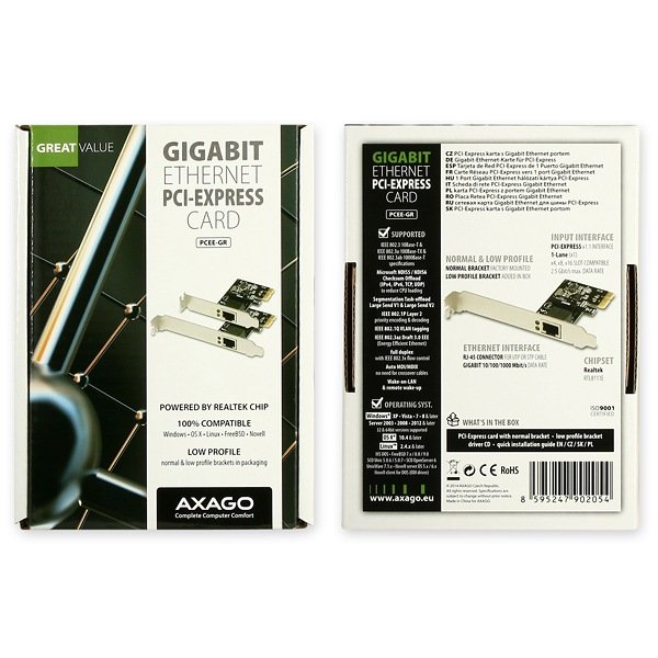 AXAGON PCI-Express Gigabit Ethernet Realtek + LP - obrázek č. 6