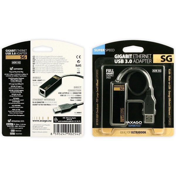 AXAGON ADE-SG USB3.0 - externí Gigabit Ethernet 10/ 100/ 1000 adapter - obrázek č. 5