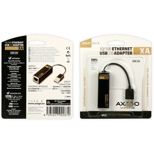 AXAGON ADE-XA USB2.0 - externí Fast Ethernet 10/ 100 MINI adapter - obrázek č. 5