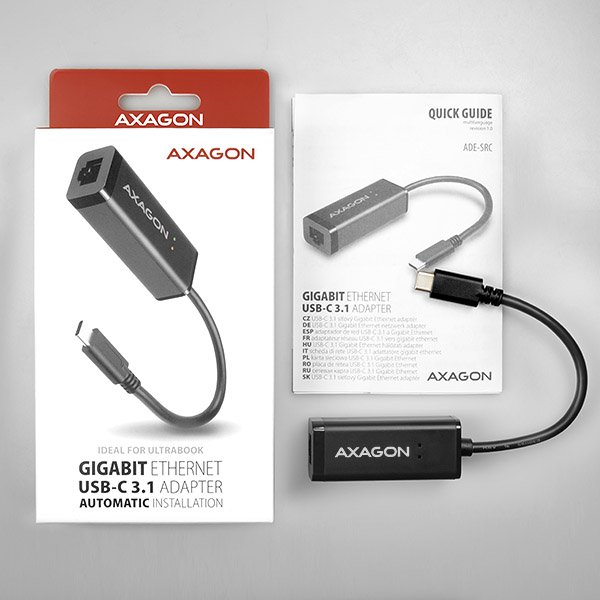 AXAGON ADE-SRC, USB-C 3.2 Gen 1 - Gigabit Ethernet síťová karta, auto instal, černá - obrázek č. 8