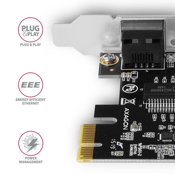 AXAGON PCEE-GRH, PCIe síťová karta - 1x Gigabit Ethernet port (RJ-45), Realtek, vč. LP - obrázek č. 4
