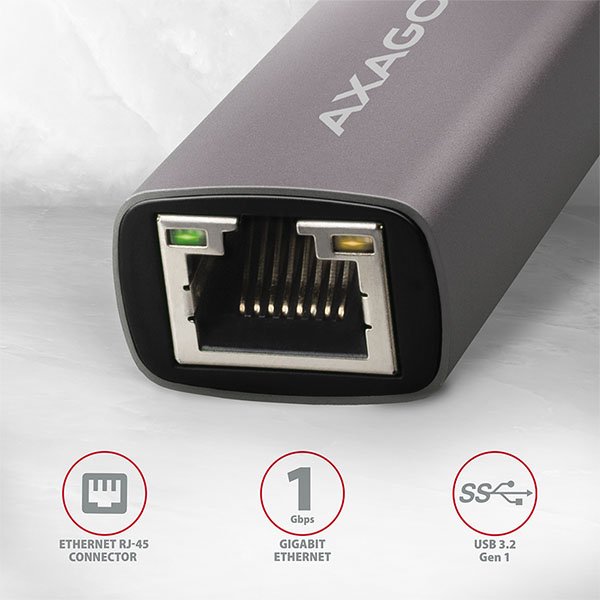 AXAGON ADE-TR, USB-A 3.2 Gen 1 - Gigabit Ethernet síťová karta, auto instal, titanově šedá - obrázek č. 1