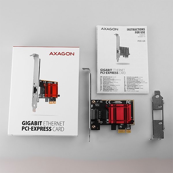 AXAGON PCEE-GIX, PCIe síťová karta - 1x Gigabit Ethernet port (RJ-45), Intel i210AT, PXE, vč. LP - obrázek č. 4