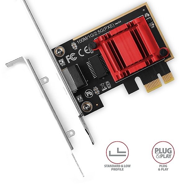 AXAGON PCEE-G25, PCIe síťová karta - 1x 2.5 Gigabit Ethernet port (RJ-45), Realtek, PXE, vč. LP - obrázek č. 2