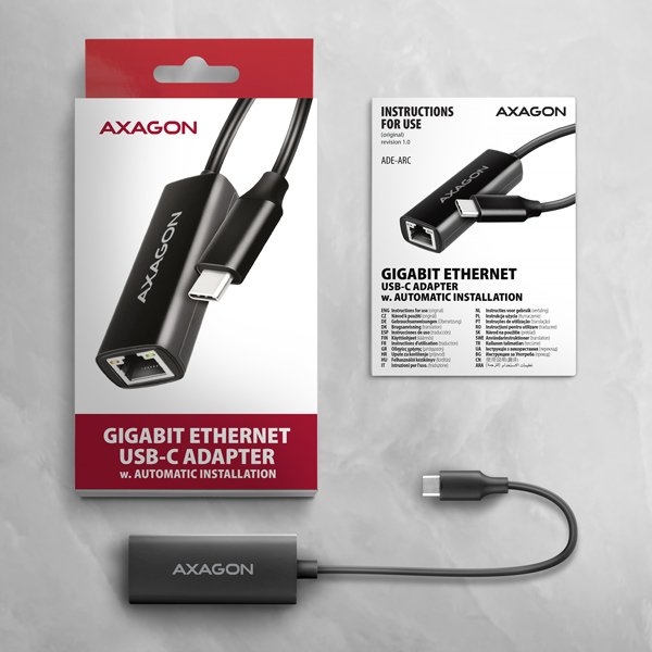 AXAGON ADE-ARC, USB-C 3.2 Gen 1 - Gigabit Ethernet síťová karta, Realtek 8153, auto instal - obrázek č. 5