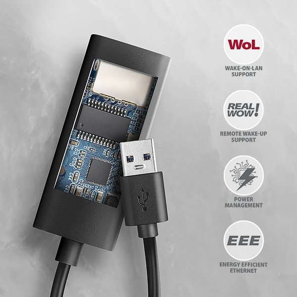AXAGON ADE-AR, USB-A 3.2 Gen 1 - Gigabit Ethernet síťová karta, Realtek 8153, auto instal - obrázek č. 4