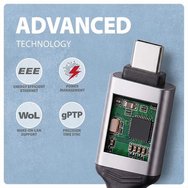 AXAGON ADE-CM50, USB-C Gigabit Ethernet adaptér s integrovaným síťovým CAT6 kabelem RJ-45 (5m) - obrázek č. 5