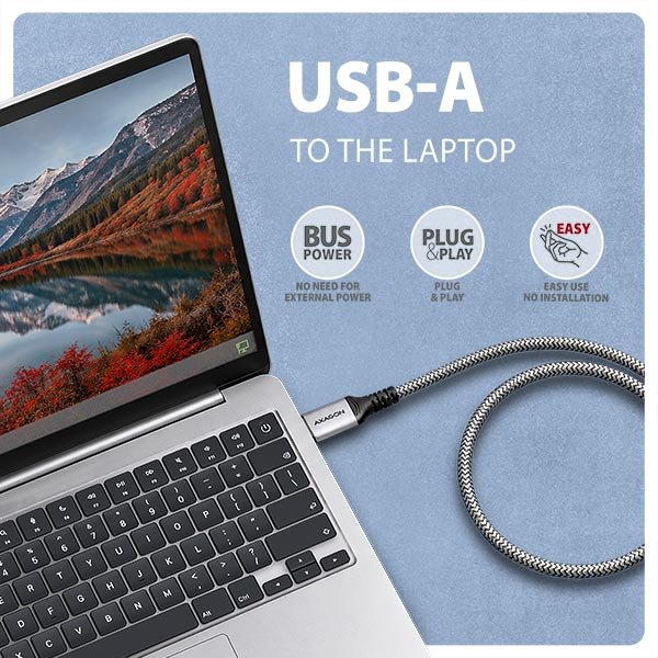 AXAGON ADE-AM50, USB-A Gigabit Ethernet adaptér s integrovaným síťovým CAT6 kabelem RJ-45 (5m) - obrázek č. 2