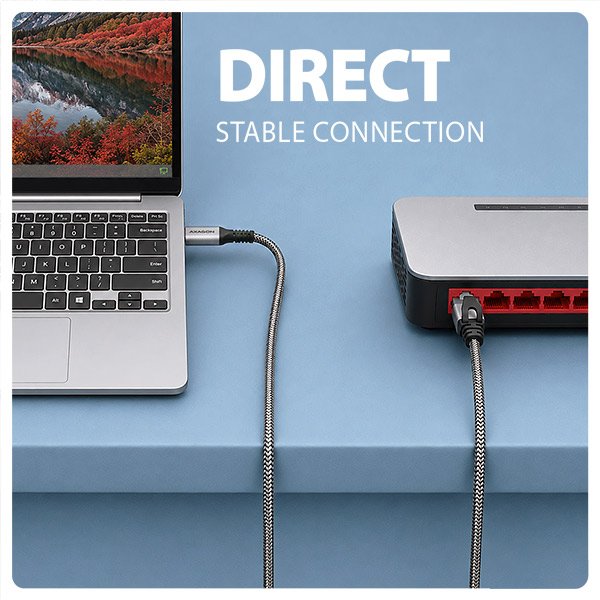 AXAGON ADE-CM20, USB-C Gigabit Ethernet adaptér s integrovaným síťovým CAT6 kabelem RJ-45 (2m) - obrázek č. 6