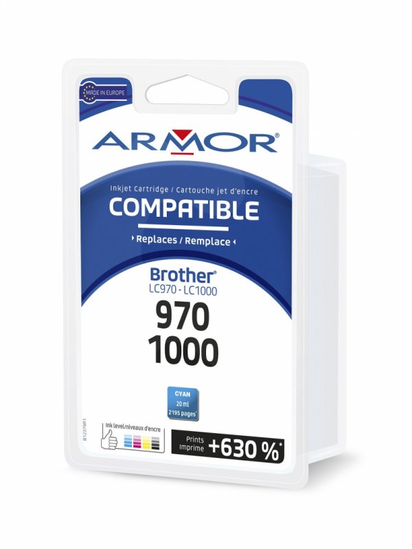 Armor ink-jet pro BROTHER LC-970/ 1000C, modrá/ cyan - obrázek produktu