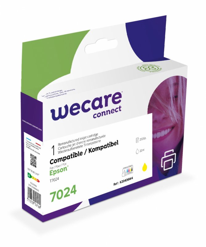 WECARE ARMOR ink kompatibilní s Epson WF4015, T70244010, 22ml, žlutá/ yellow - obrázek produktu