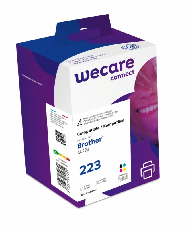WECARE ARMOR ink sada kompatibilní s BROTHER LC-223 VAL BP, černá/ CMY - obrázek produktu