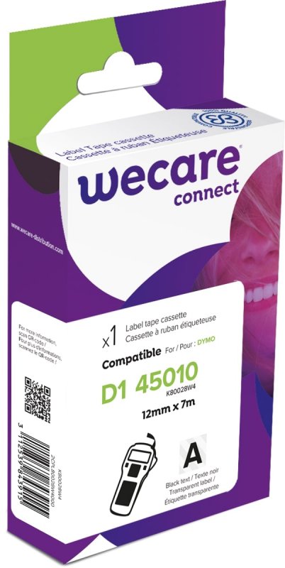 WECARE ARMOR páska kompatibilní s DYMO S0720500,Black/ Transparent,12MM*7M - obrázek produktu