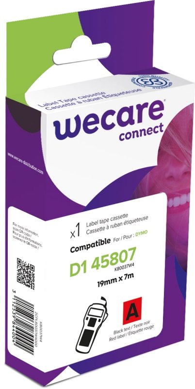 WECARE ARMOR páska kompatibilní s DYMO S0720870,Black/ Red,19MM*7M - obrázek produktu