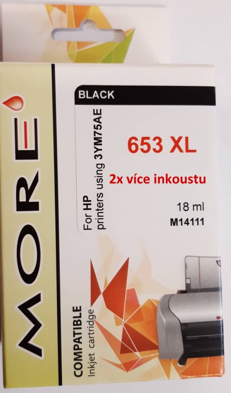 MORE ARMOR ink kompatibilní s HP 3YM75AE (653 XXL) kapacita 720str.černá - obrázek produktu