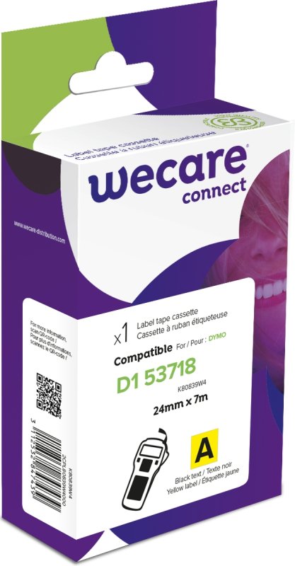 WECARE ARMOR páska kompatibilní s DYMO S0720980,Black / Yellow,24MM*7M - obrázek produktu