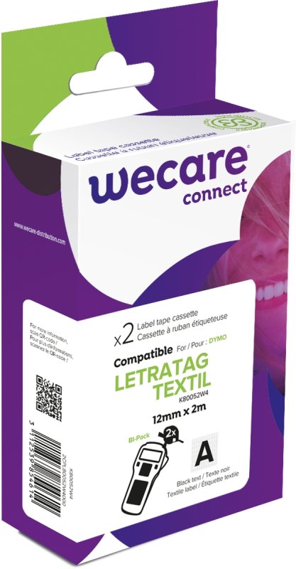 WECARE ARMOR páska 2ks nažehlovací kompatibilní s DYMO S0718850,Black / White,12MM*2M - obrázek produktu