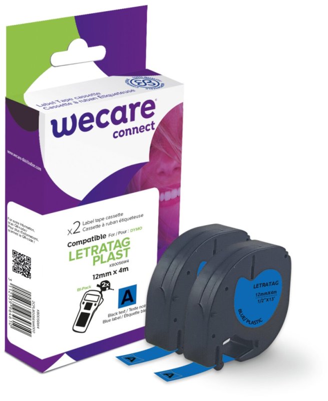 WECARE ARMOR páska 2ks kompatibilní s DYMO S0721650,Black / Blue,12MM*4M - obrázek produktu
