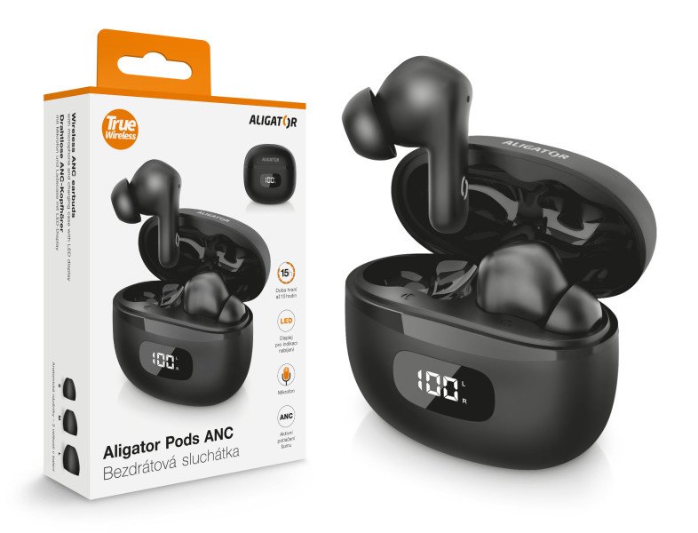 Sluchátka ALIGATOR PODS ANC TWS08, černá - obrázek produktu