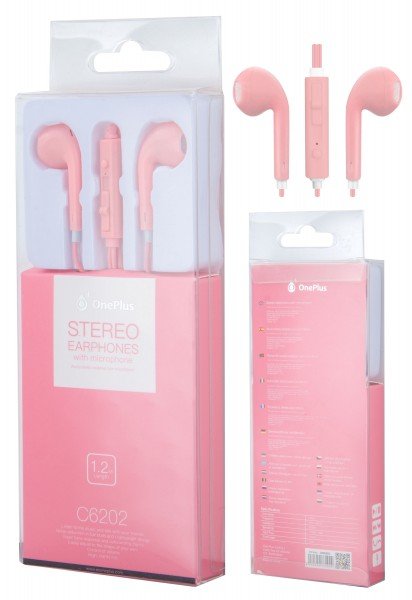 Sluchátka PLUS C6202 s mikrofonem, růžová - obrázek produktu
