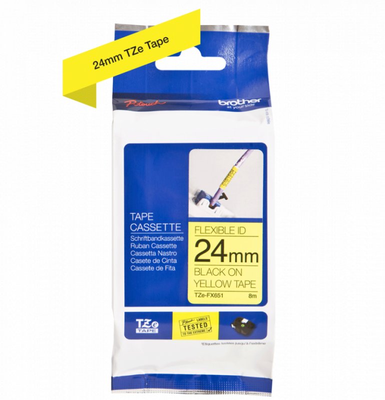 TZe-FX651, černý tisk na žluté, šířka 24 mm - obrázek produktu