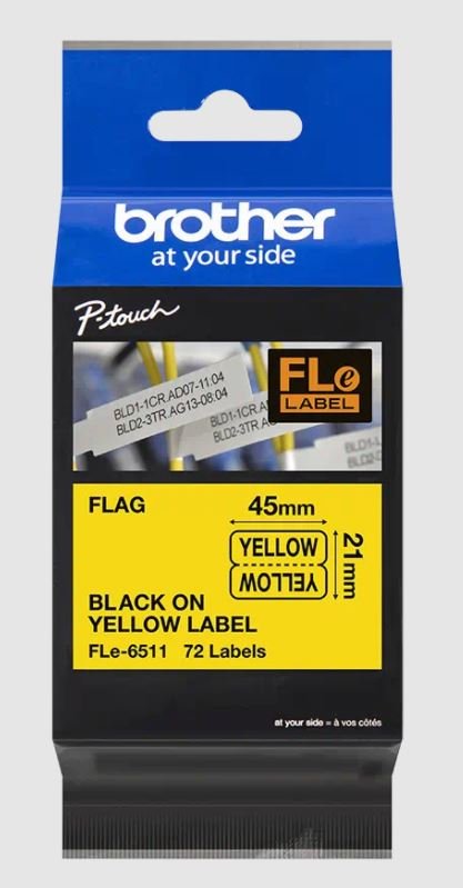 Brother FLE-6511, erná na žluté, 21 mm šířka - obrázek č. 2