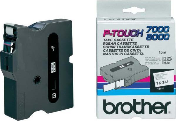 Brother TX-241 - černý tisk na bílé, šířka 18 mm - obrázek produktu