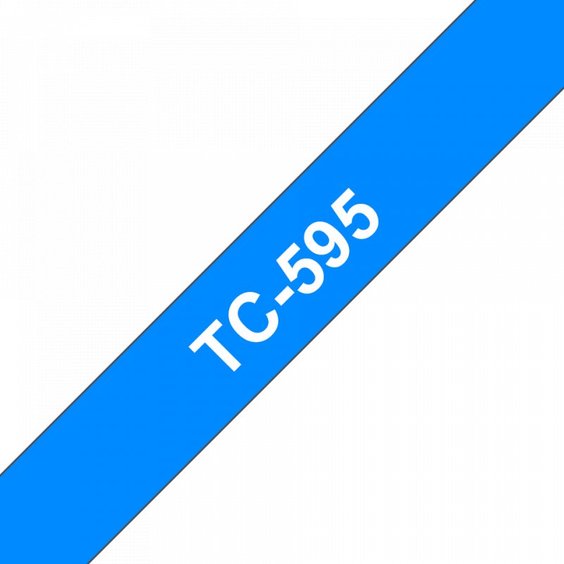 Brother TC-595 - bílý tisk na modrém podkladu, šířka 9mm - obrázek produktu