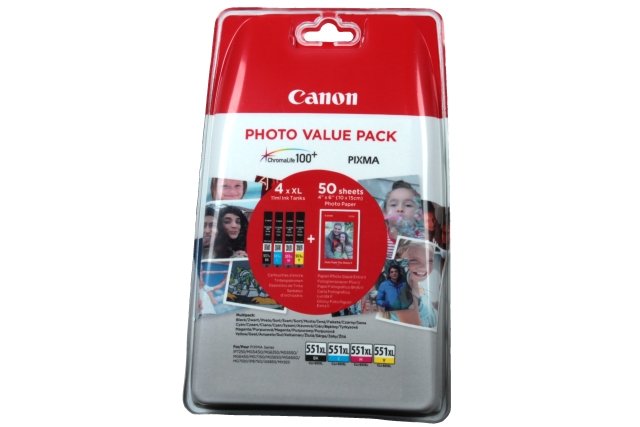 Canon CLI-551XL C/ M/ Y/ BK + 50x PP-201 - obrázek produktu