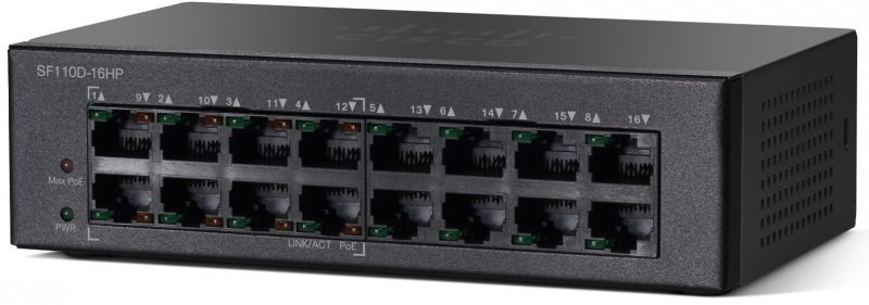 Cisco SF110D-16 Half POE-EU, PoE, 16x10/ 100 Desktop Switch - obrázek produktu