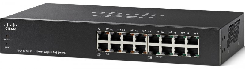 Cisco SG110-16 Half POE 16-Port PoE Gigabit Switch - obrázek produktu