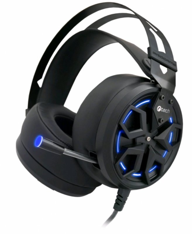 Herní sluchátka C-TECH Marsyas (GHS-11B), pro gaming, podsvícená, černo-modrá - obrázek produktu