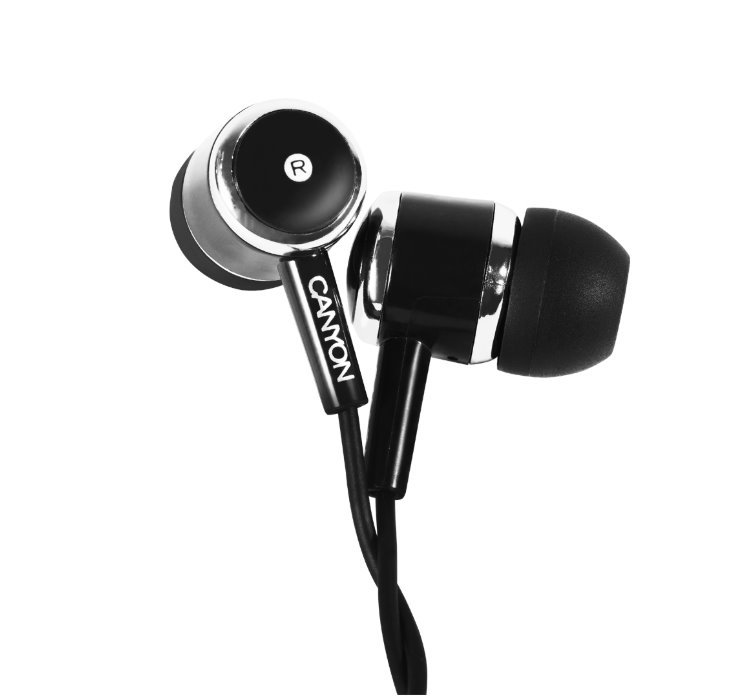 CANYON stereo sluchátka EPM-1, špunty do uší, černá - obrázek produktu