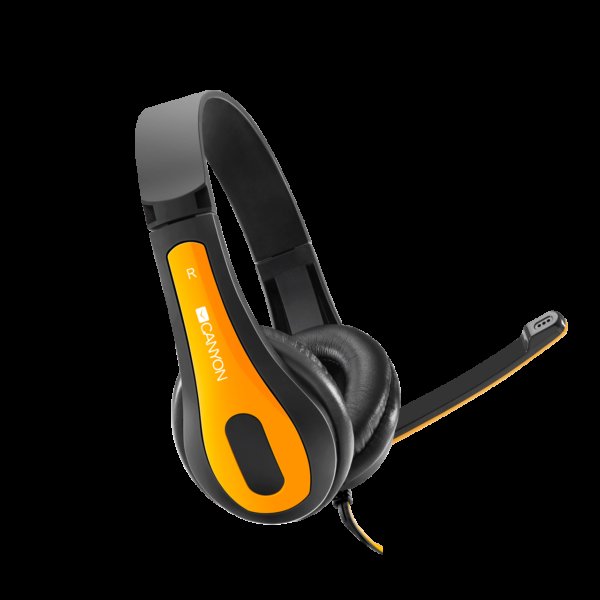 CANYON headset HSC-1, lehký, 3,5 mm jack TRRS, černo-žlutá - obrázek produktu