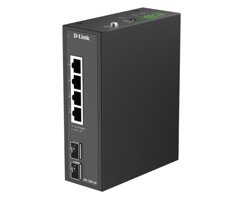 D-Link DIS-100G-06 6-Port Gigabit Industrial Unmanaged Switch with 2 x SFP Ports - obrázek č. 2