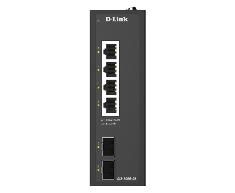 D-Link DIS-100G-06 6-Port Gigabit Industrial Unmanaged Switch with 2 x SFP Ports - obrázek č. 1