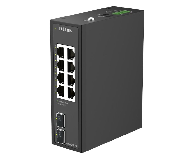 D-Link DIS-100G-10 10-Port Gigabit Industrial Unmanaged Switch with 2 x SFP Ports - obrázek produktu