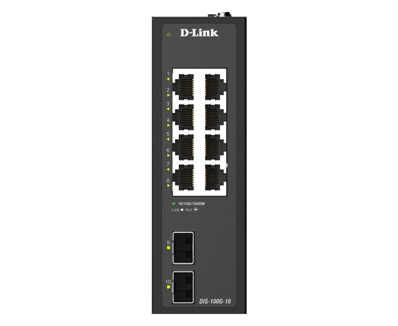 D-Link DIS-100G-10 10-Port Gigabit Industrial Unmanaged Switch with 2 x SFP Ports - obrázek č. 1