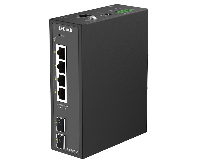 D-Link DIS-210G-06 6-Port Gigabit Industrial Smart Managed Switch with 2 x SFP Ports - obrázek produktu