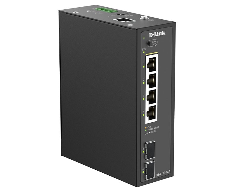 D-Link DIS-210G-06P 6-Port Gigabit Industrial PoE+ Smart Managed Switch with 2 x SFP Ports - obrázek č. 2