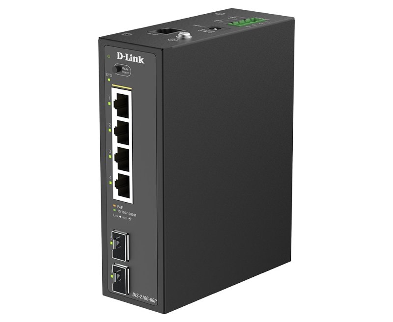 D-Link DIS-210G-06P 6-Port Gigabit Industrial PoE+ Smart Managed Switch with 2 x SFP Ports - obrázek produktu