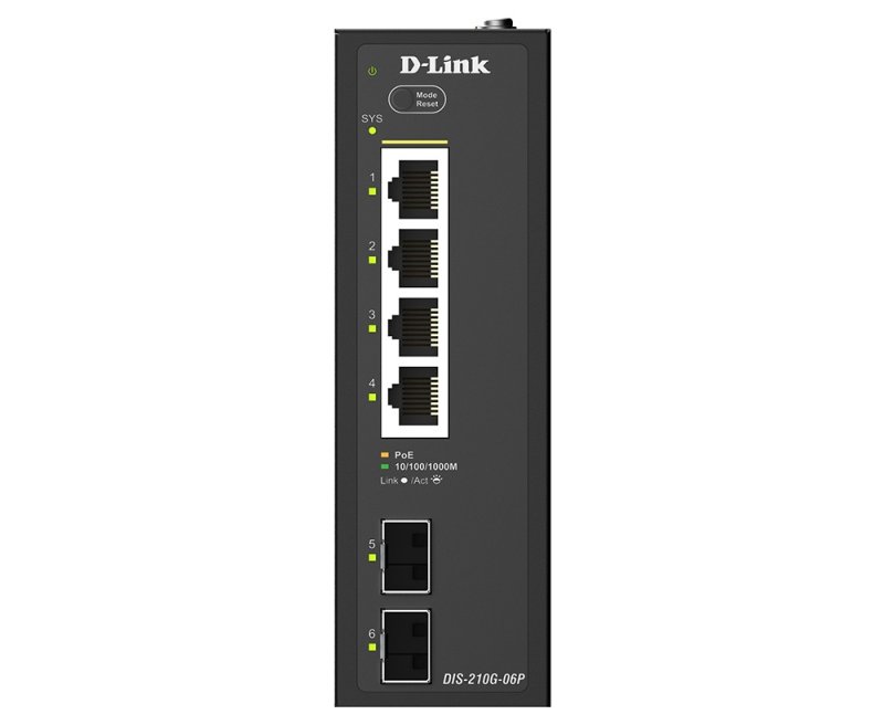 D-Link DIS-210G-06P 6-Port Gigabit Industrial PoE+ Smart Managed Switch with 2 x SFP Ports - obrázek č. 1