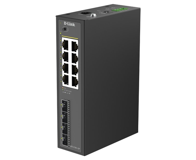 D-Link DIS-210G-12P 12-Port Gigabit Industrial PoE+ Smart Managed Switch with 4 x SFP Ports - obrázek produktu